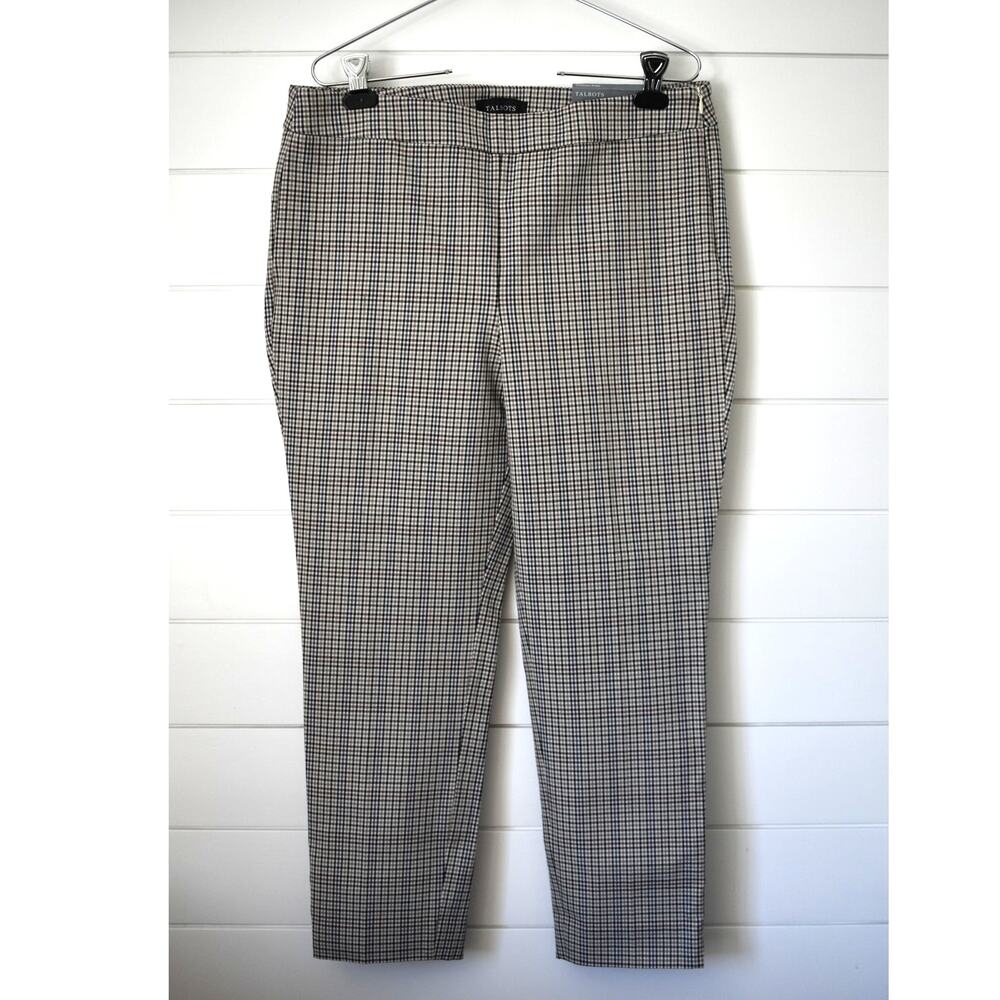 Talbots Chatham Dress Pants Size 12P NWT Brown Gingham Plaid Career Ankle